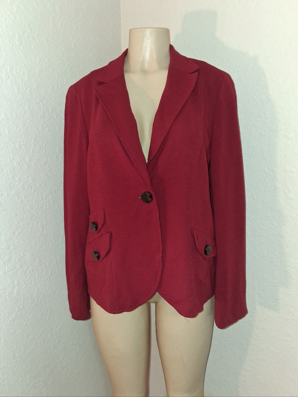 TALBOTS PETITES RED 1 BUTTON CLOSURE JACKET SZ 16